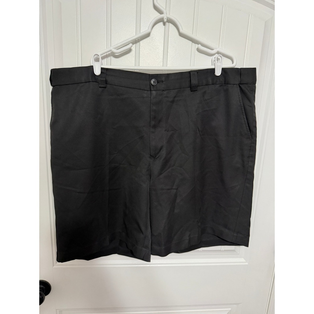Oak Hill Shorts Mens 48 Black Flat Front Performance Golf Casual EUC